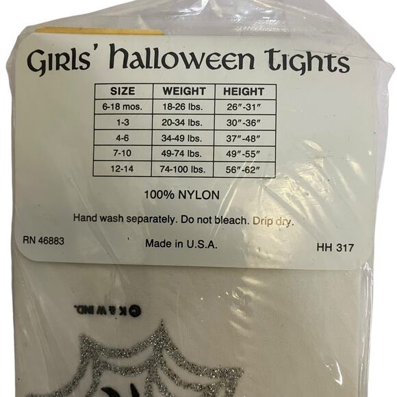 Vintage 90's Spider Spiderweb Girls Halloween Tights Size 7-10 - Picture 4 of 4